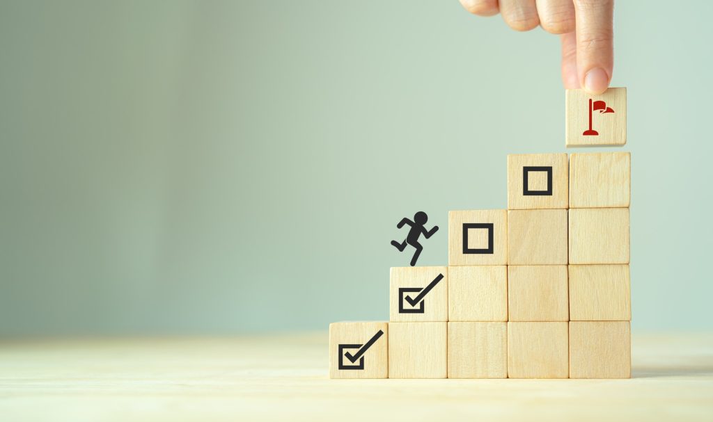 Blocks representing progress towards goals.