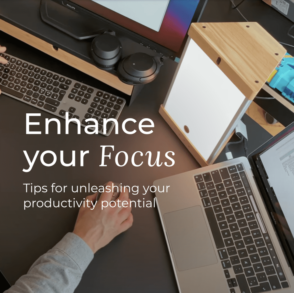 Workspace with focus enhancement tips